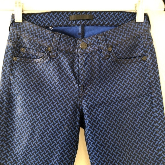 7 For All Mankind blue and black pattern mid rise denim size 25 - Picture 1 of 7